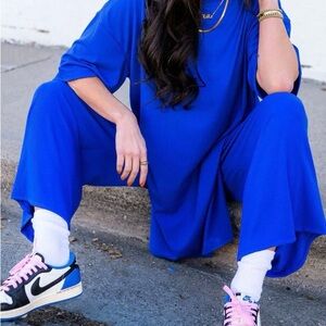 Dressed in LALA Vibrant Blue Jumpsuit